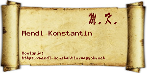 Mendl Konstantin névjegykártya